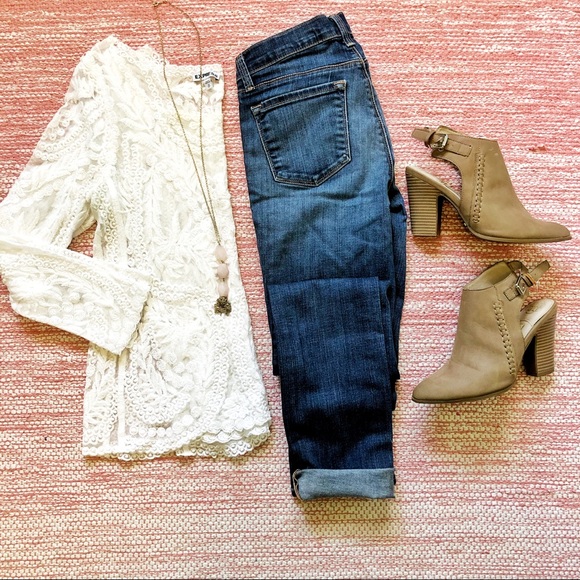 Express Tops - Express | White Sheer Floral Lace Boho Top Size XS